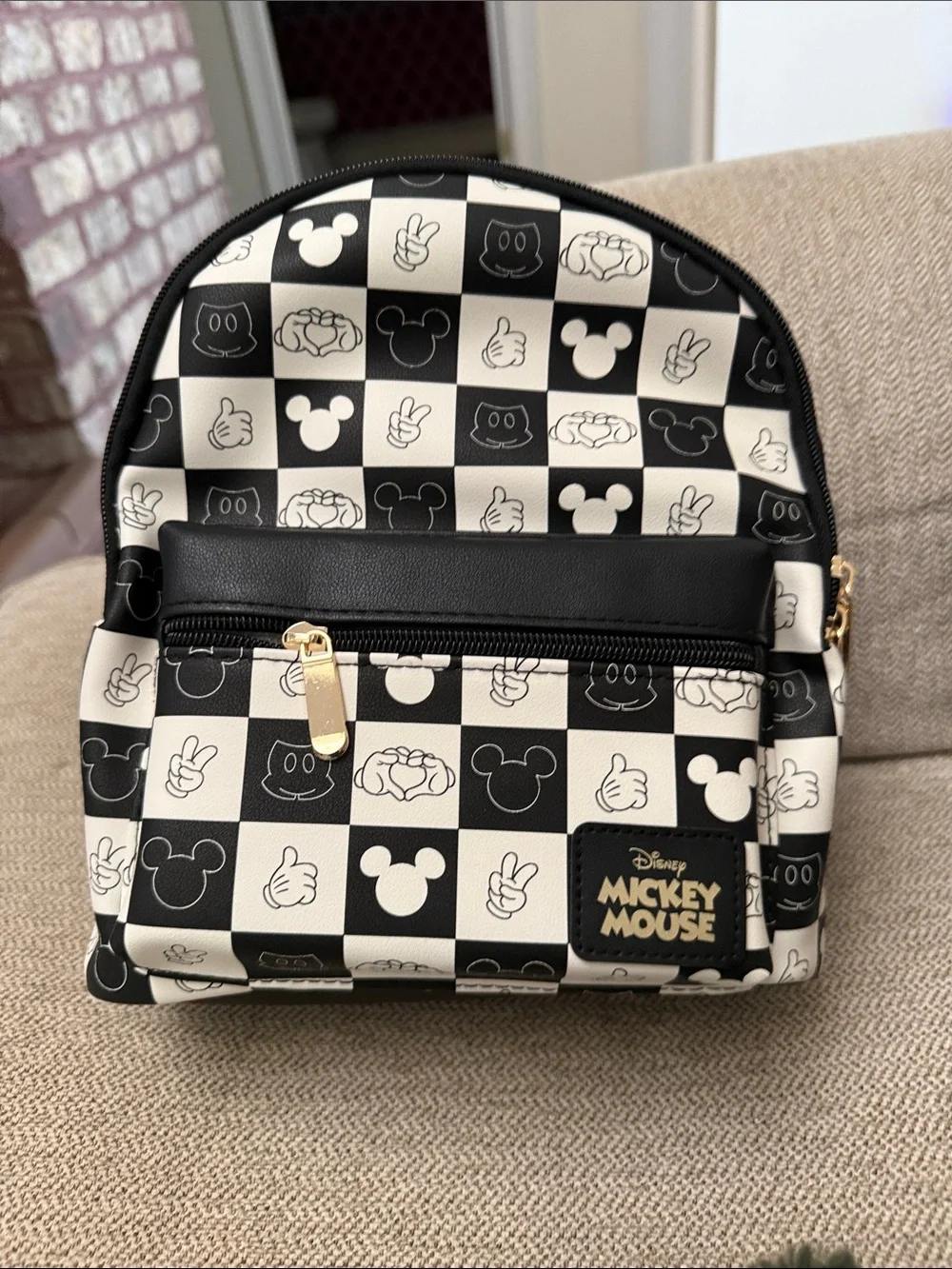 Disney Mickey Mouse Black and White Checker Mini Backpack Bioworld
